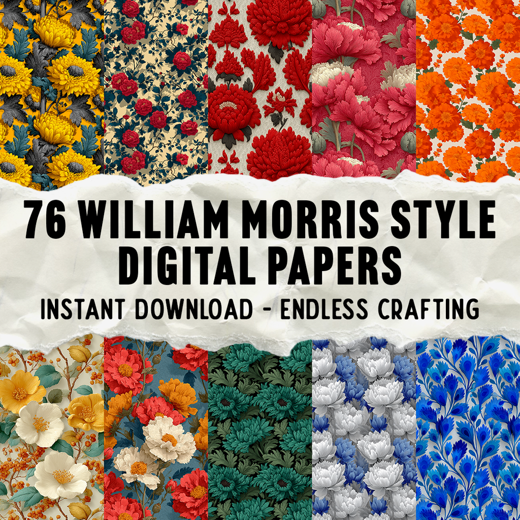 76 William Morris Styled Digital Paper Mega Pack