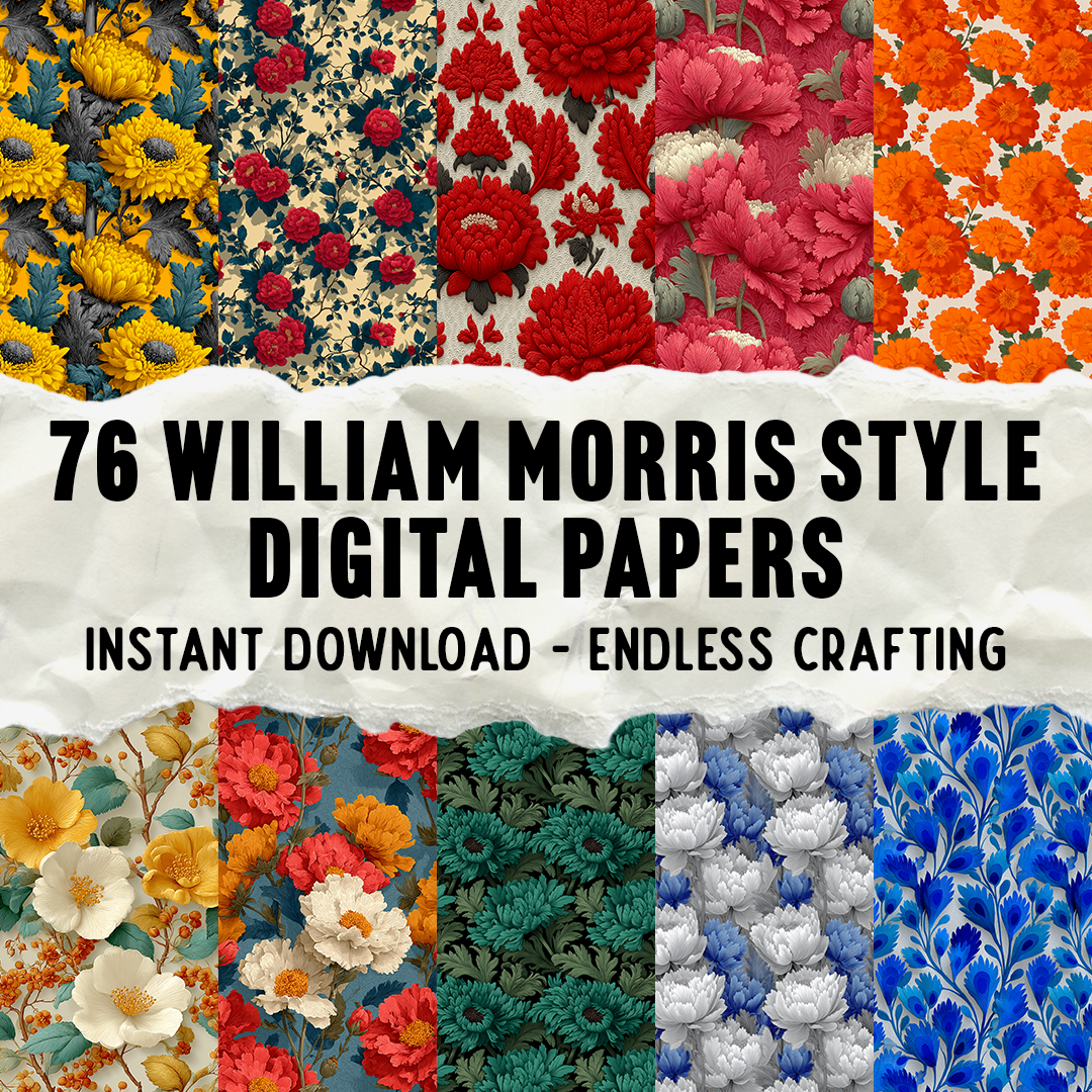 76 William Morris Styled Digital Paper Mega Pack
